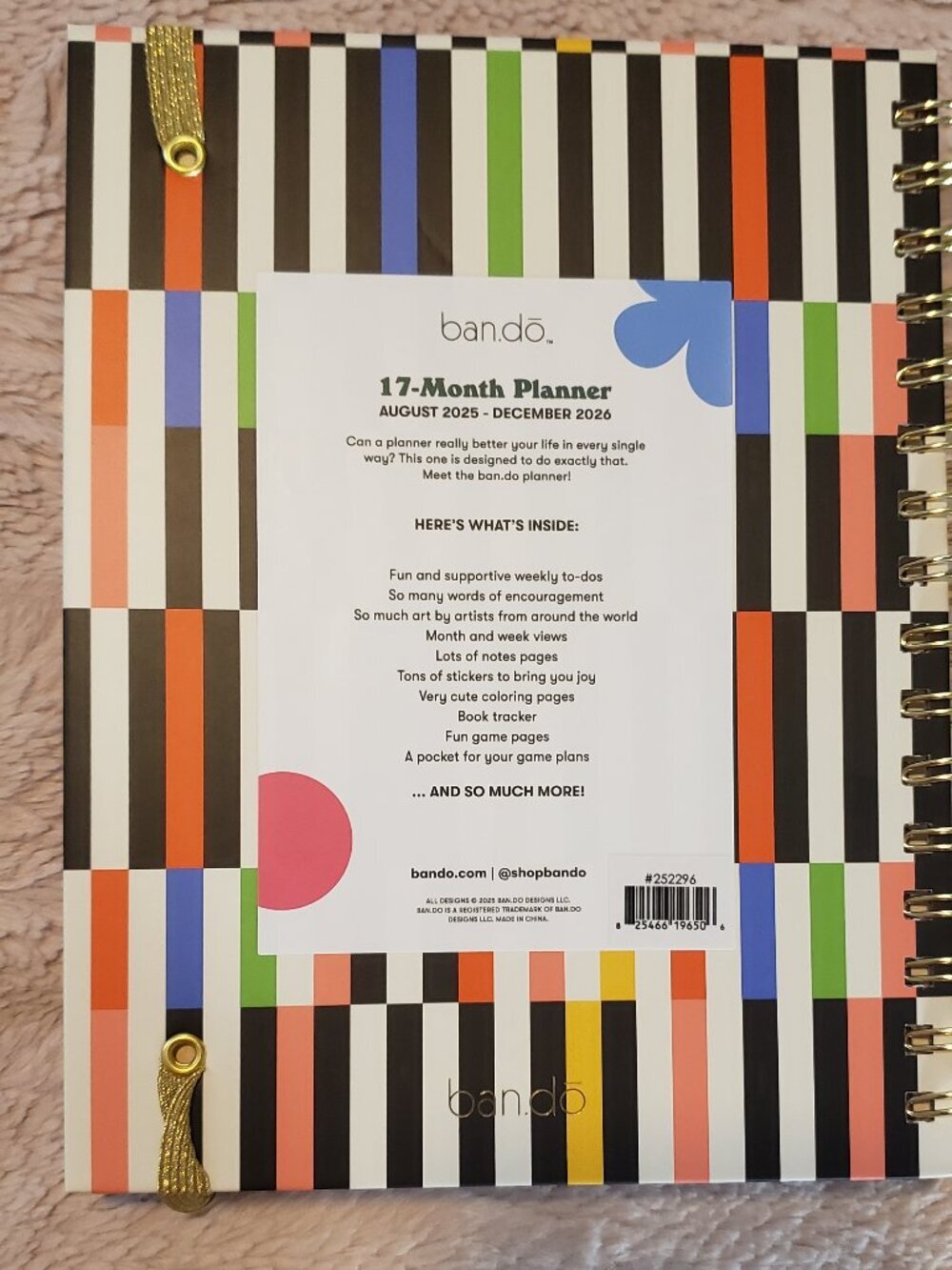 NEW- ban.do 17 Month Planner. Notes, Trackers, stickers. - Picture 2 of 9
